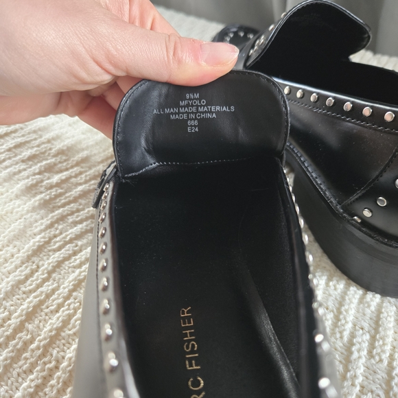 Marc Fisher Black Loafers with Silver Accents - Picture 6 of 8